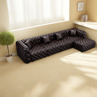 Canapé modulaire en cuir synthétique à 4 sièges Compression Modern