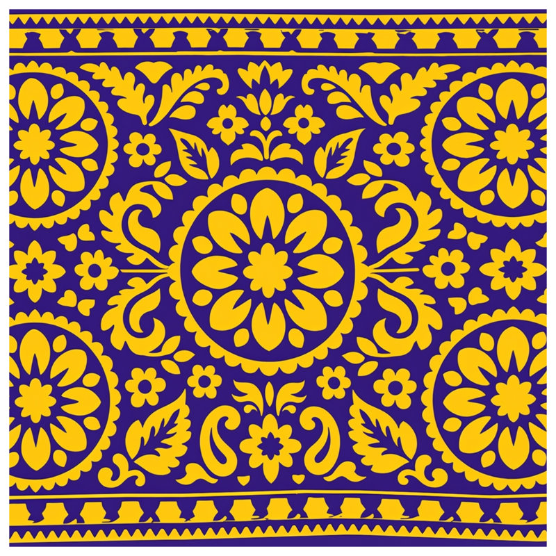 Édredon ornement floral jaune, Queen