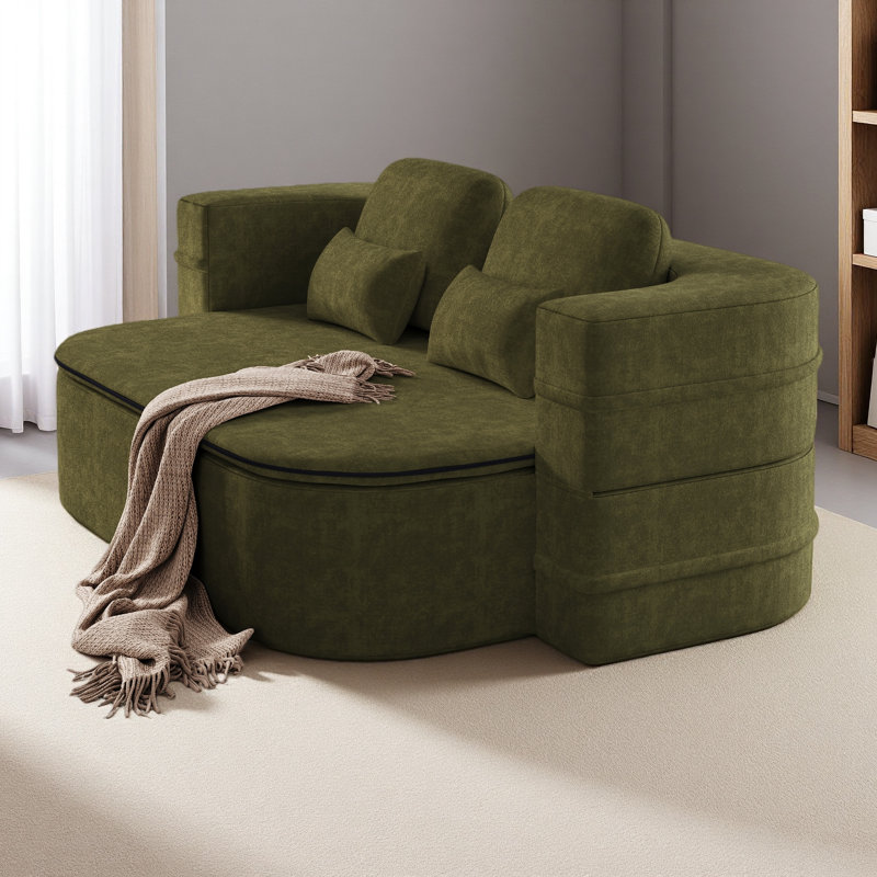 Canapé-lit 75 po 2-en-1, canapé-lit convertible en mousse avec couverture multifonctionnelle, canapé-lit pliant en chenille