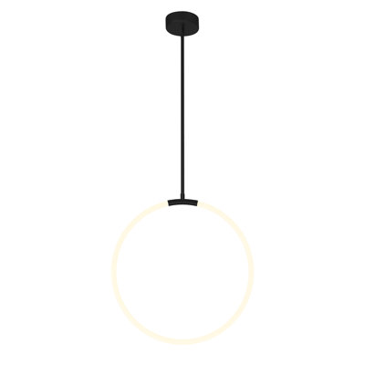 Lustre moderne à anneaux DEL 24 po - Luminaire suspendu vertical simple pour hall d'entrée, salle à manger ou cage d'escalier - DEL intégrée - Luminaire contemporain