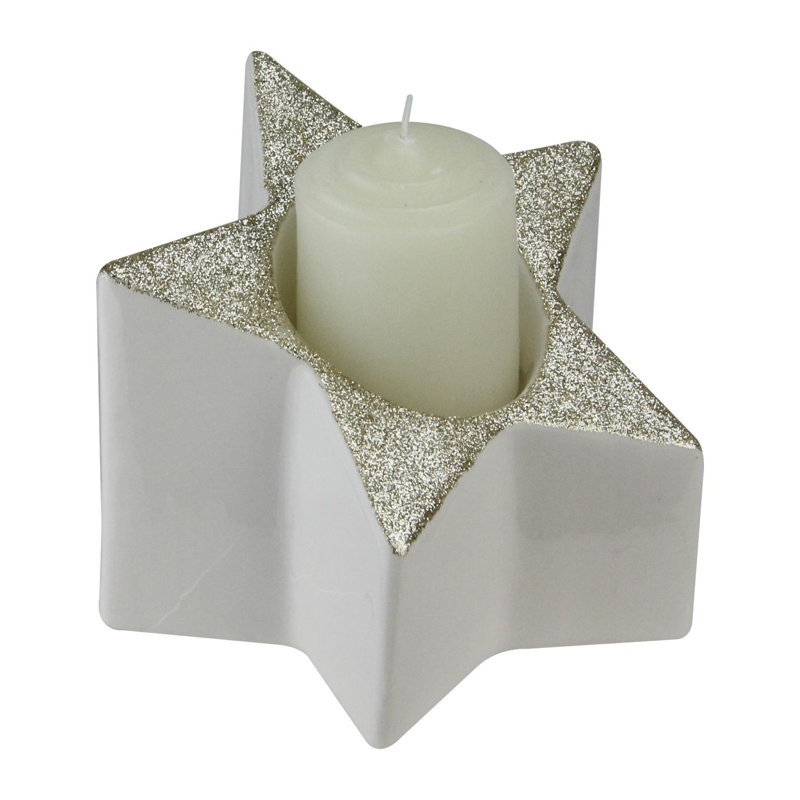 Porte-bougie scintillant, H 6,25 po x l 4,75 po x P 4,75 po, Or