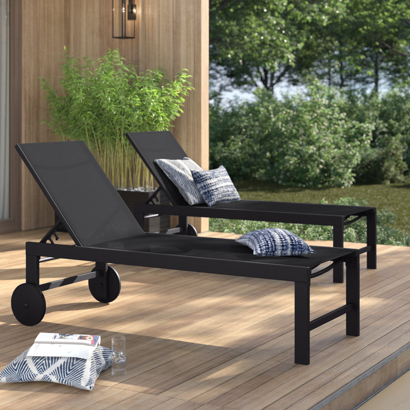 Chaise longue d'extérieur à roulettes Arlenne, Gris clair