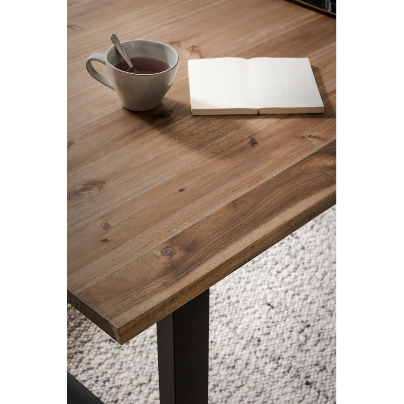 Cleobury Acacia Metal Base Dining Table, 75cm H x 200cm L x 100cm W