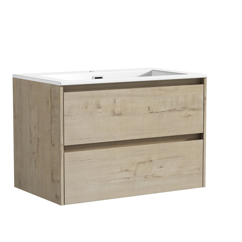 Meuble-lavabo mural simple 30 po Delly, Chêne clair