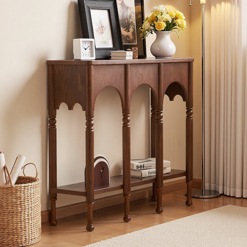 Console en bois massif 39 po avec arche 39 po, Brun