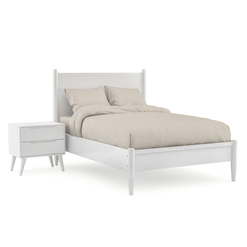 Ensemble de chambre à coucher 2 pièces Stalter, Blanc, Simple, 2 Pcs: Bed, Nightstand