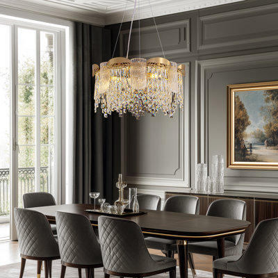 6-Light Dimmable Crystal Chandelier, Dining Room Chandelier