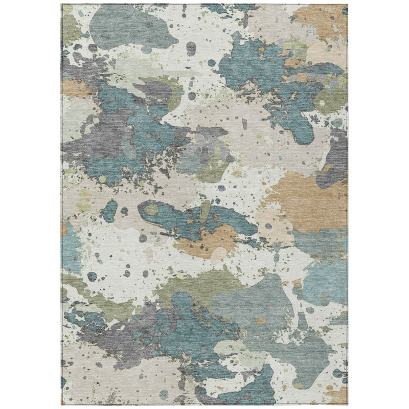 Tapis moderne intérieur / extérieur lavable à la machine Husby ACN2217, Rectangle 2 pi 6 po x 3 pi 10 po