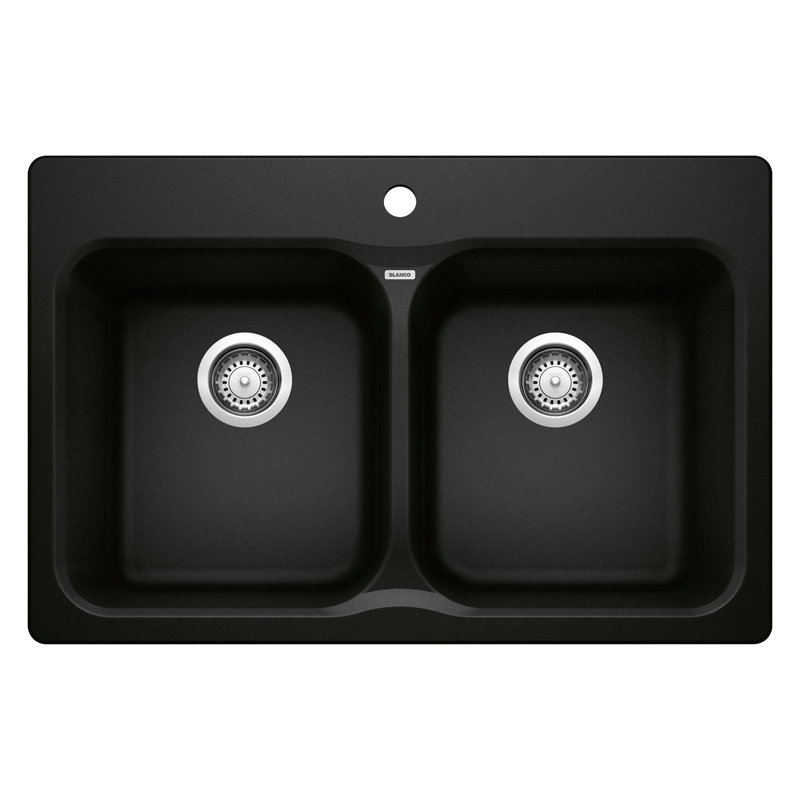 Évier de cuisine à double cuve 31,5 "50/50 Vision SILGRANIT - Noir charbon, Noir charbon