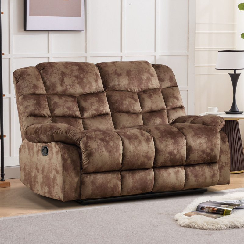 Edilmar 61.8'' Wide Modern and Super Soft Manual Reclining Loveseat Sofa, Speckled Brown Microfiber/Microsuede