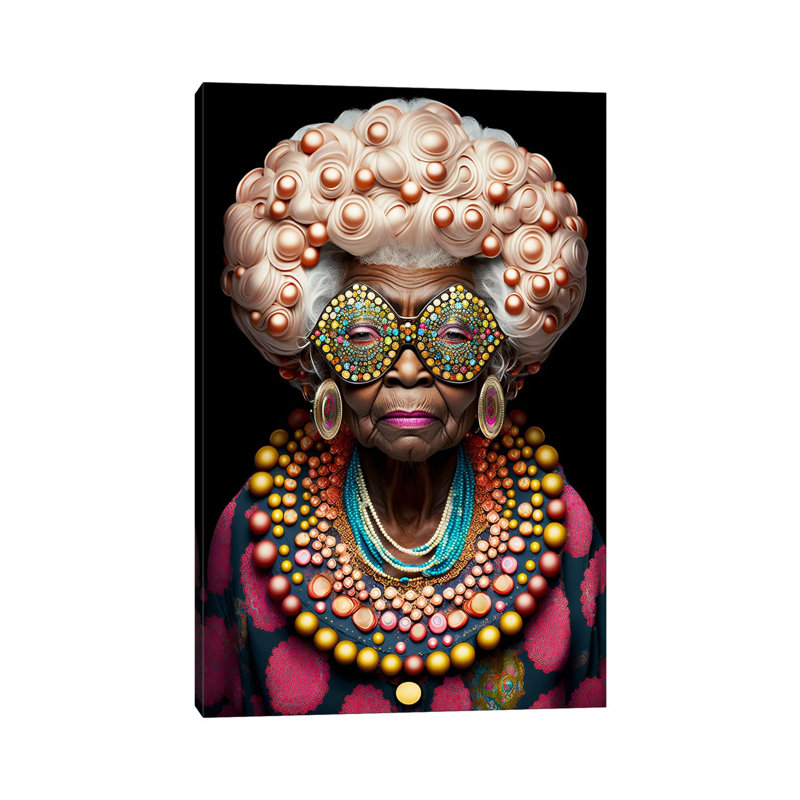 Afrofuturist Grandma I, 18" H x 12" W x 1.5" D, Canvas