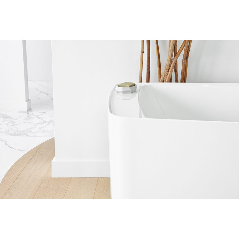 Lab 65.88'' L Soaking Bathtub, Matte White, White/Polished Chrome