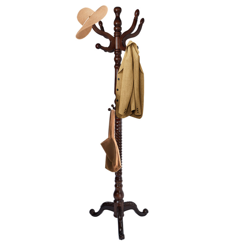 Portemanteau en bois massif - Portemanteau autoportant 74,8 po avec 11 crochets et base stable