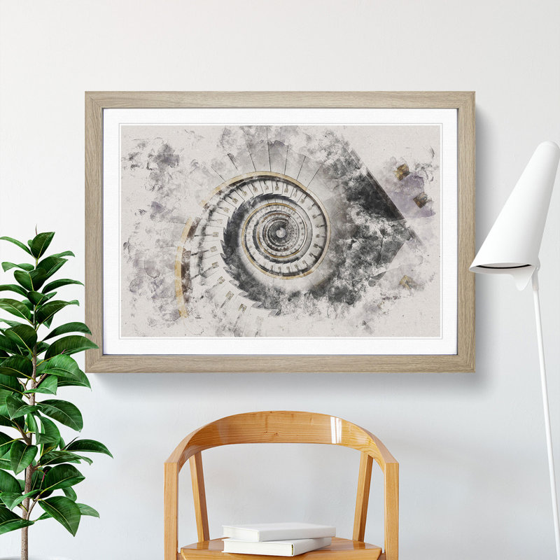Spiral Staircase Architecture Vol.1 - Single Picture Frame Print on Wood, Oak Framed, 36cm H x 48cm W x 2cm D