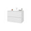 Meuble-lavabo de salle de bain au fini blanc avec design flottant, deux tiroirs et lavabo - 23,3 po de hauteur, 17,7 po de largeur, 31,5 po de style esthétique moderne-1227860886