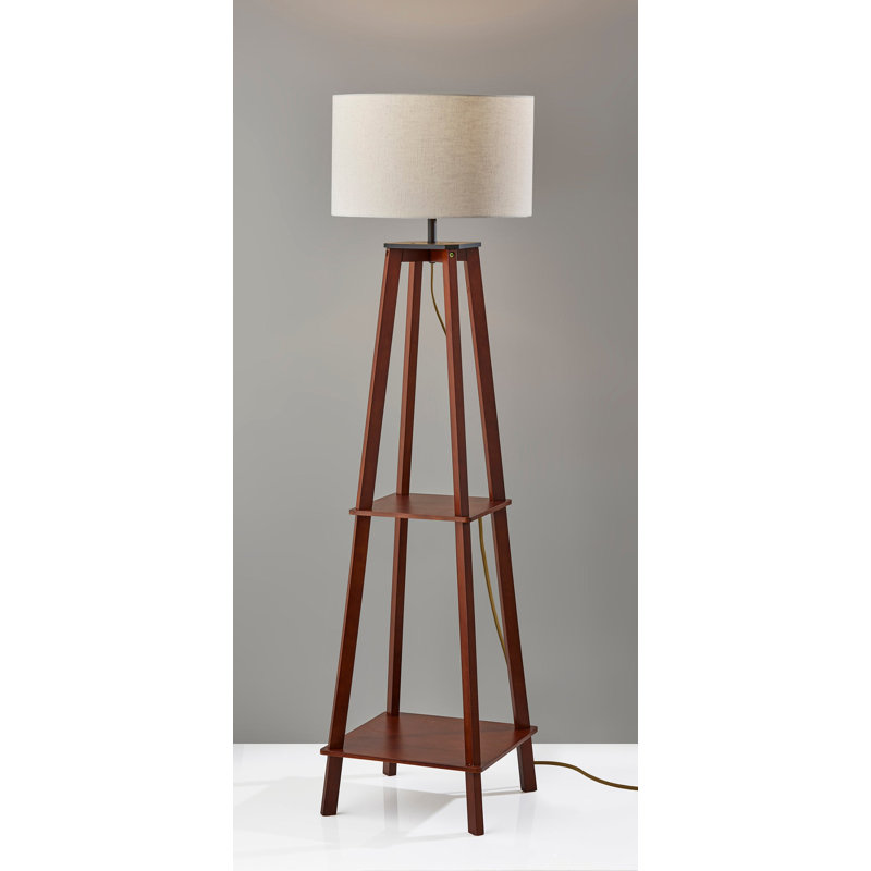 Lavondia 59.75'' Tray Table Floor Lamp, Brown