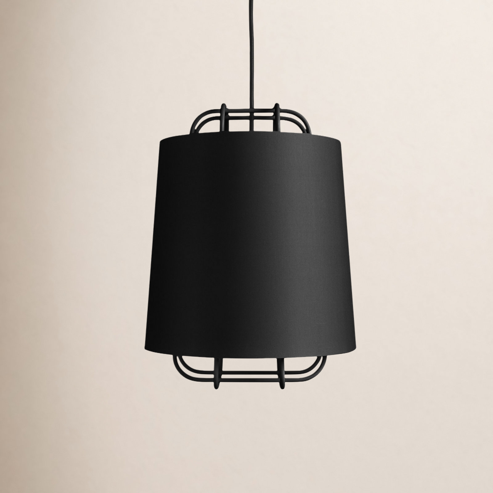 Perimeter Single Light Steel Dimmable Pendant, 14" H x 11" W x 11" D, Black