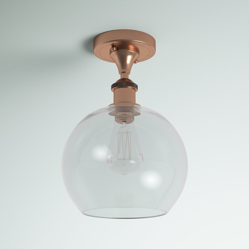 Plafonnier semi-encastré 8 lumières Baptista, Transparent, Cuivre antique, 12'' H X 8'' W X 8'' D