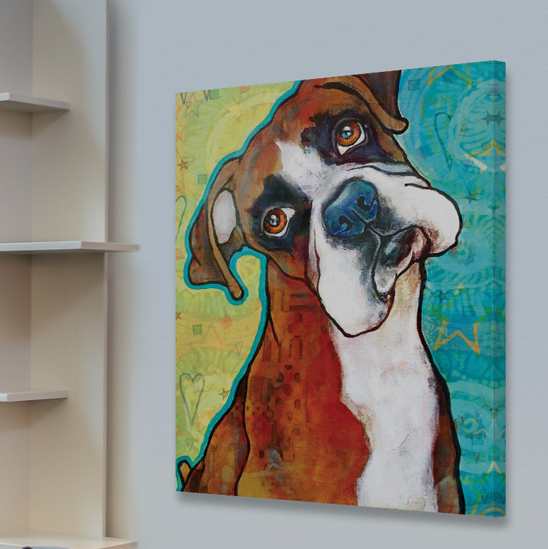 « fauve boxer » par stéphanie gerace, reproduction d’art sur toile tendue, H 31 po x l 24 po x P 1,5 po