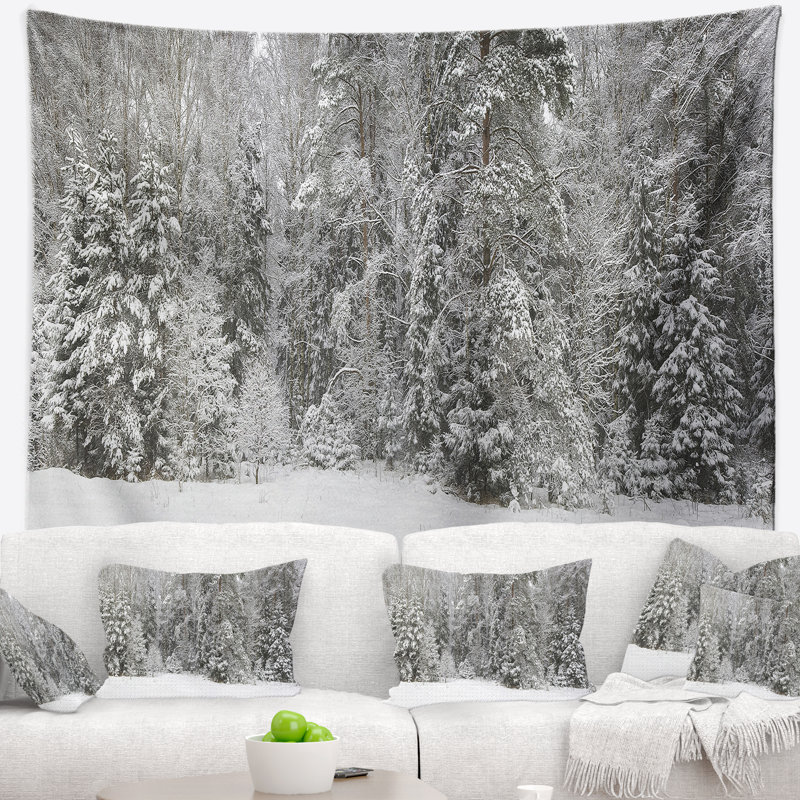 Paysage, paysage brumeux, forêt, paysage, tapisserie, H 32 po x l 39 po
