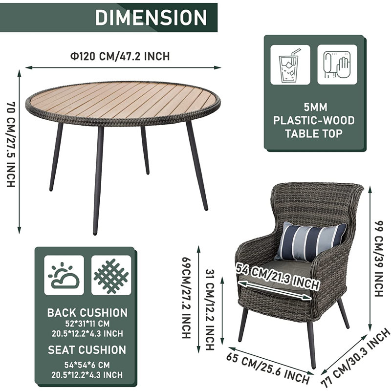 Curnow Rattan Wicker 4 - Person Seating Group with Cushions
