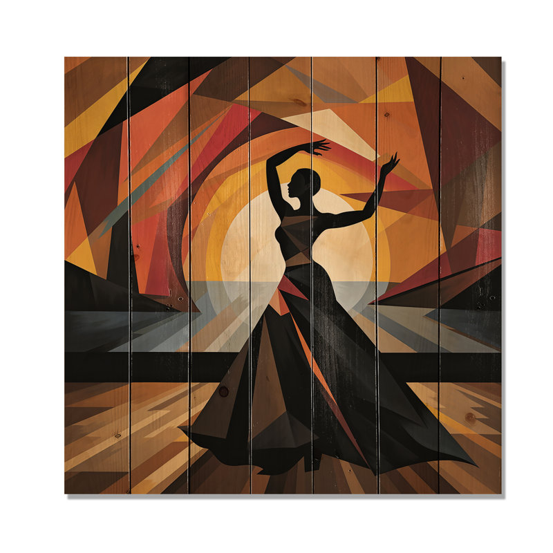 Black Art Deco Ballet Dance VI - Dance On Wood Print, 36" H x 36" W