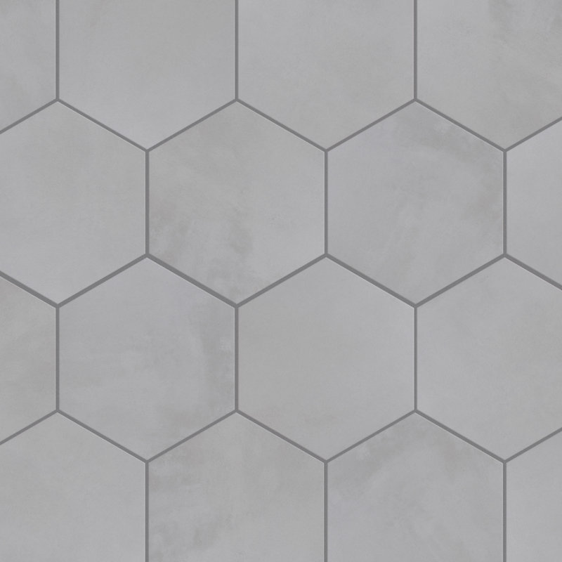 Hex industrielle de 8 1/2 po X 9-7 / 8 po Carreau en porcelaine d'aspect moderne, Blanc