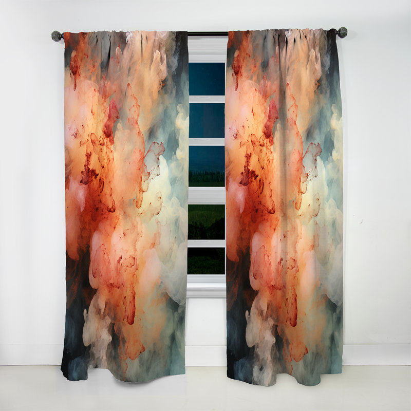 Arbutus Beyond Boundaries Smoke - Abstract Collages Curtain - Velvet Room Darkening - 1 panel, 52" W x 63" L