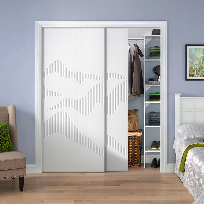 Portes de placard à panneaux et en bois, Blanc, 84 po x 96 po