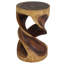  Tabouret rond en bois massif à double torsion - 14 x 14 x 23 po - Noyer