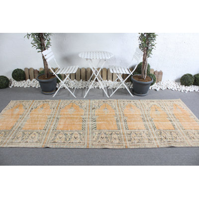 Tapis turc vintage pour prière à suspendre au mur ou au sol dans un ton orange vif