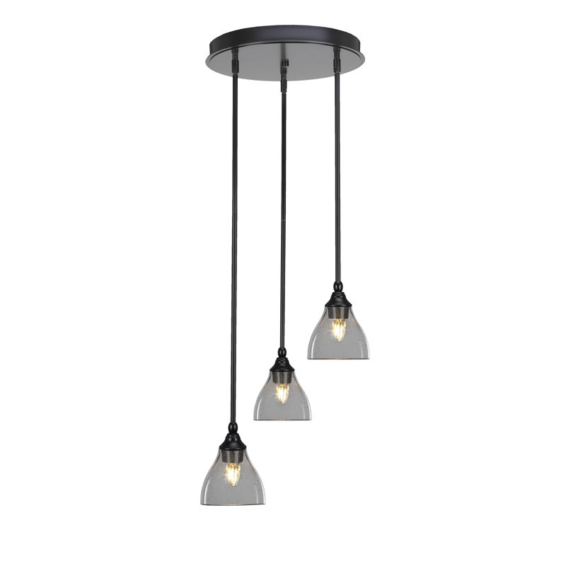 Luminaire suspendu grappe suspendu à 3 lumières Empire, Noir mat