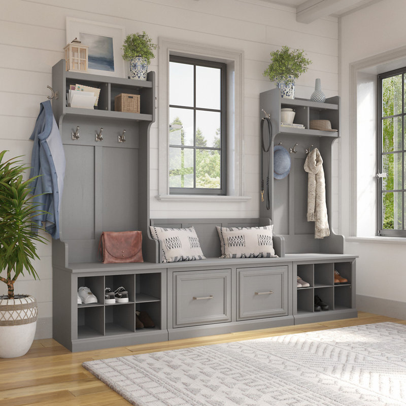 Arulappu 3-Piece Manufactured Wood Hall Tree, Cape Cod Gray