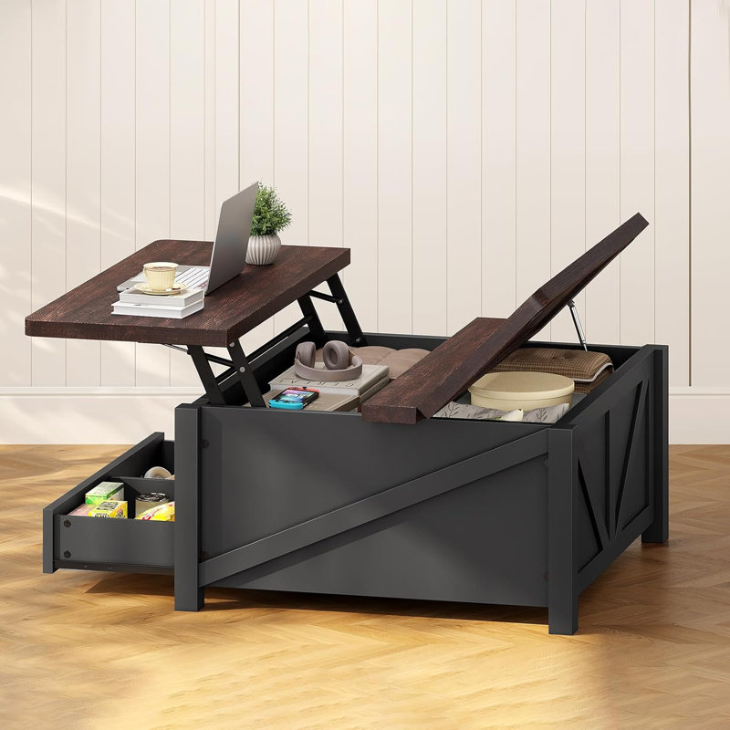 Gracie Oaks Lift Top Coffee Table With Storage Wooden Coffee Table With Drawer