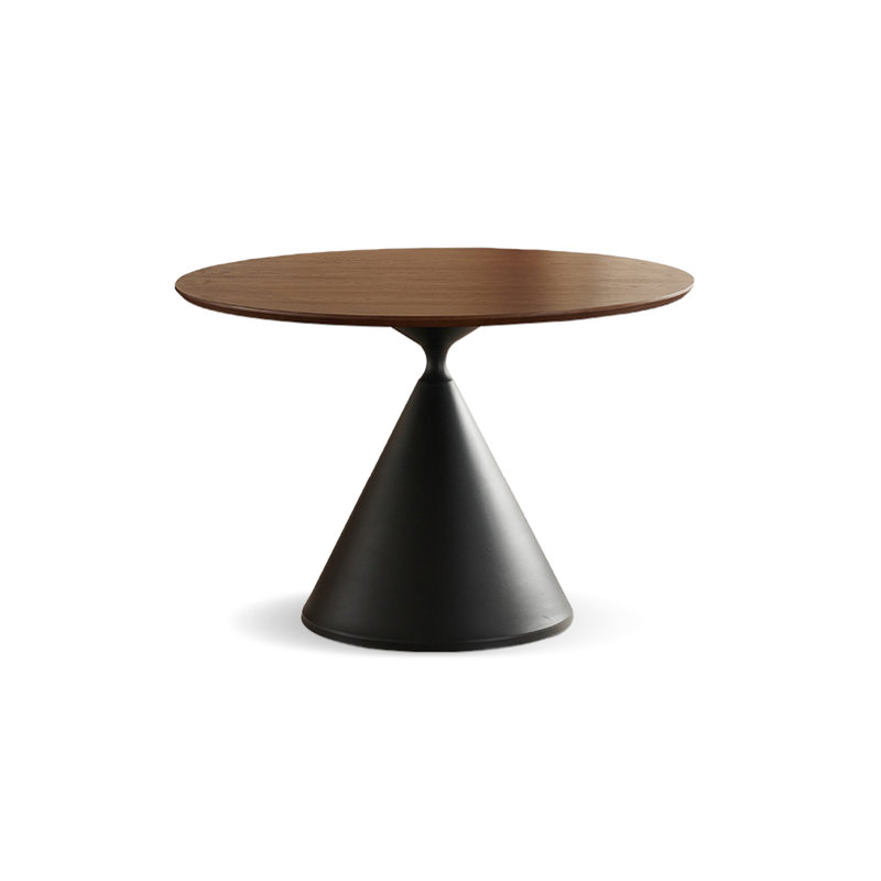Brown Black Round Ash wood Carbon steel Dining table, 29.53"H x 39.37"L x 39.37"W
