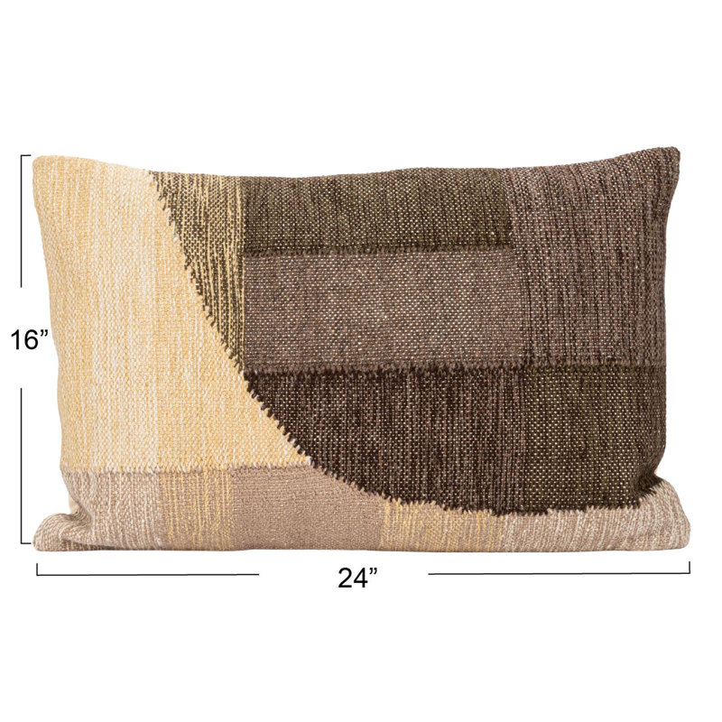 Multicolor Hand-Woven Fabric Abstract Lumbar Pillow