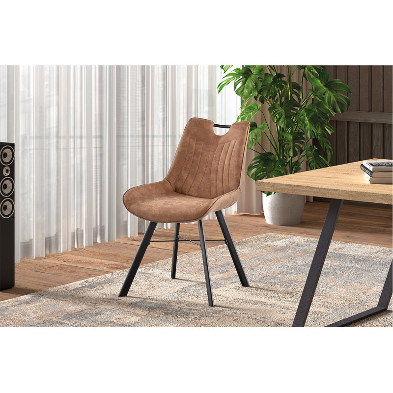 Gilda Upholstered Metal Side Chair, Dark Brown