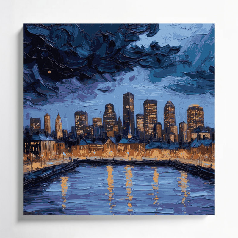 Art mural sur toile en cités «City Boston MA», H 12 po x l 12 po