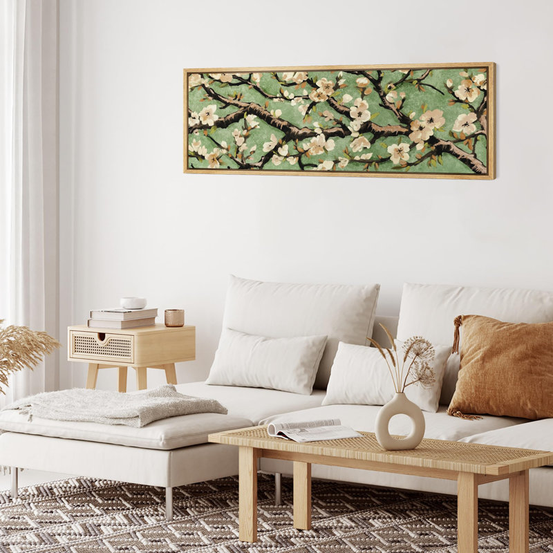 «Blossoming Cherry Branch», reproduction sur toile, H 20 po x l 60 po, Naturel