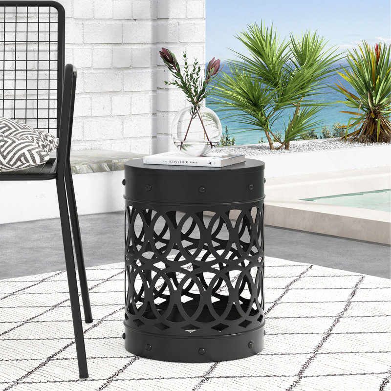 Table de bout d'extérieur en métal - Grand, Noir, Black, Noir