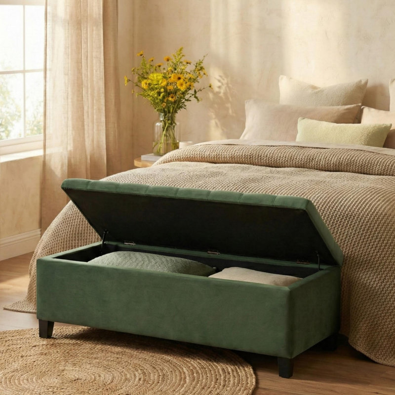 Banc de rangement rembourré avec repose-pieds, banc d'entrée, banc de bout de lit, repose-pieds pour la chambre à coucher
