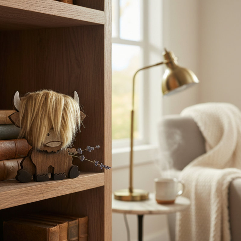 Long Hair Highland Cow Rustic Farmhouse Decorative Figurine