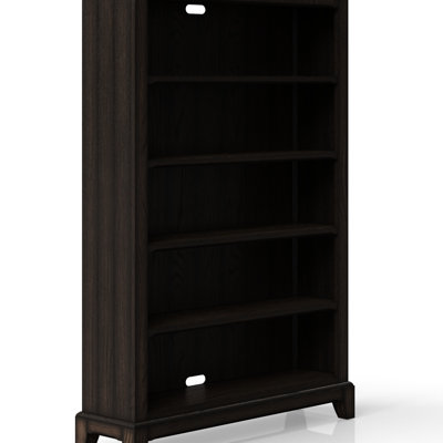 Bibliothèque en bois massif + chocolat - 6 pieds, pour la décoration de bureau à domicile, 72 po x 49 po 13,5 po, pied de conception traditionnelle 129 lb