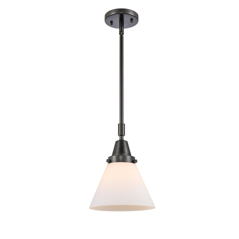 Luminaire suspendu conique 1 lumière Xaniah, H 44,12 po x l 8 po x P 8 po, Blanc mat, Noir mat