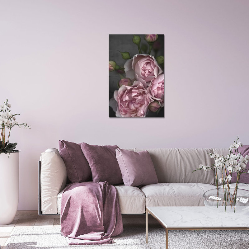 Imprimé pivoine rose sur verre acrylique, H 24 po x l 16 po x P 0,25 po
