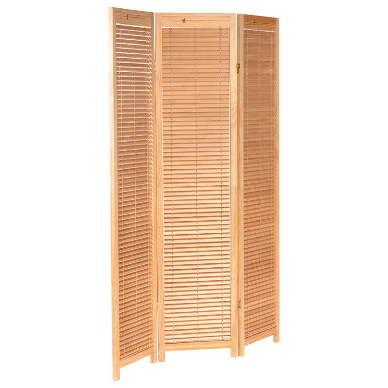 6 Ft. Tall Adjustable Shutter Room Divider White 3 Panel, 3, Natural