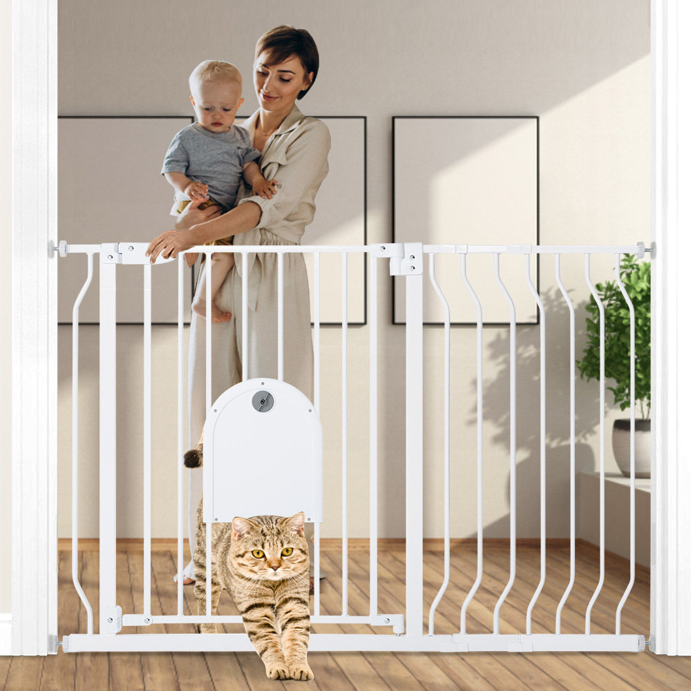 29.5-48.4" Walk-Thru Safety Gate with Adjustable Cat Door Toocapro 
