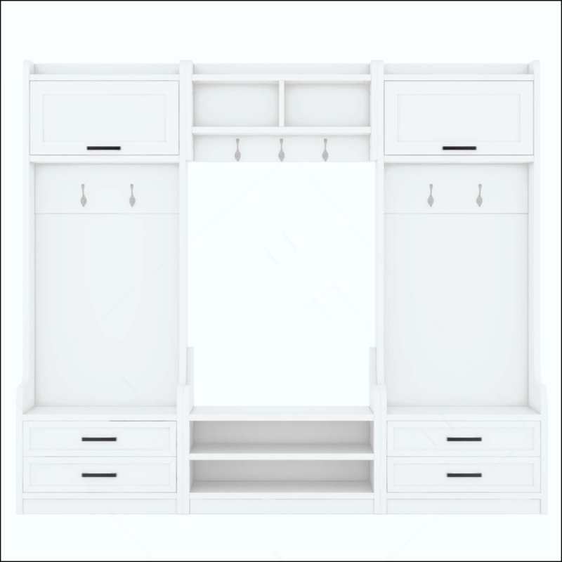 4-In-1 Detachable Hall Tree With Storage And 7 Hooks, Multiple Functions Hallway Coat Rack With Storage Drawers And Cabinet, Shoe Bench For Entryway Hallway