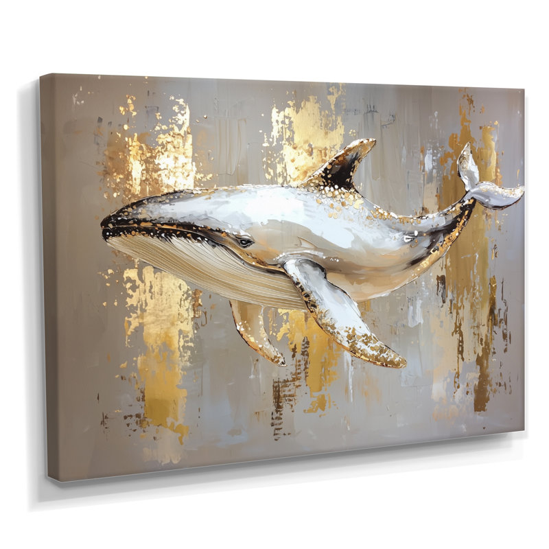 Whales Majestic Oceanic Majesty - impression de baleine, H 24 po x l 32 po, Toile tendue, Ne s’applique pas