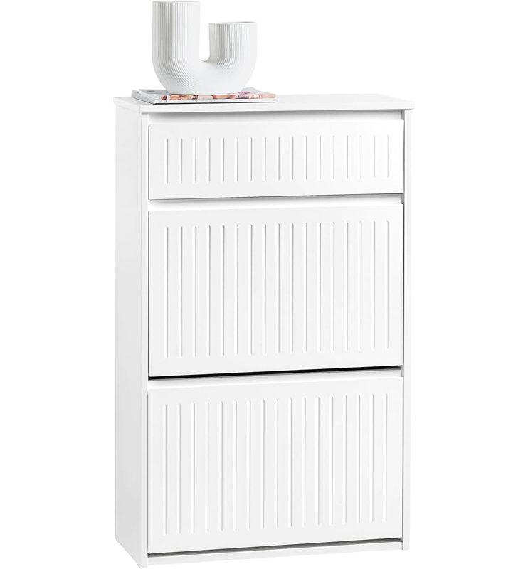 6 Pair Shoe Cabinet, White